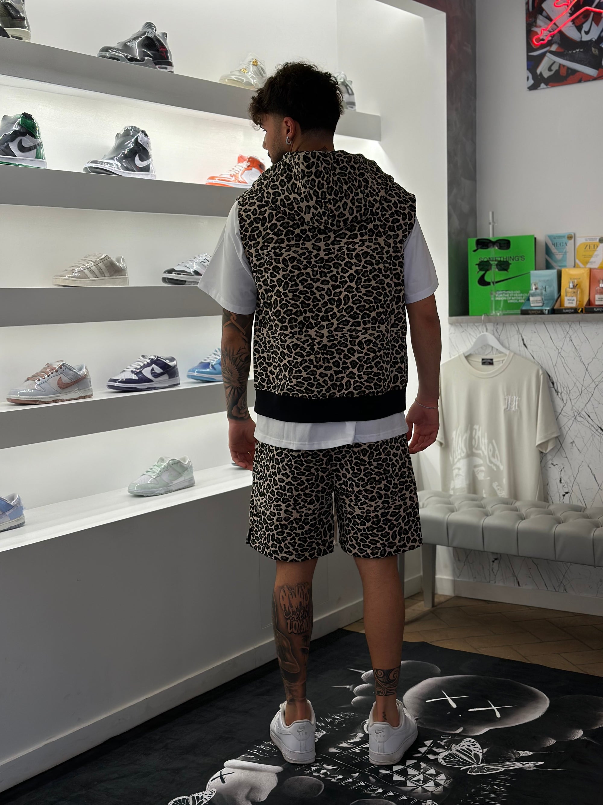 Completino Leopardato Beige (Smanicato+Pantaloncino)
