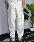 Pantalone Tuta Baggy Felpato Bianco