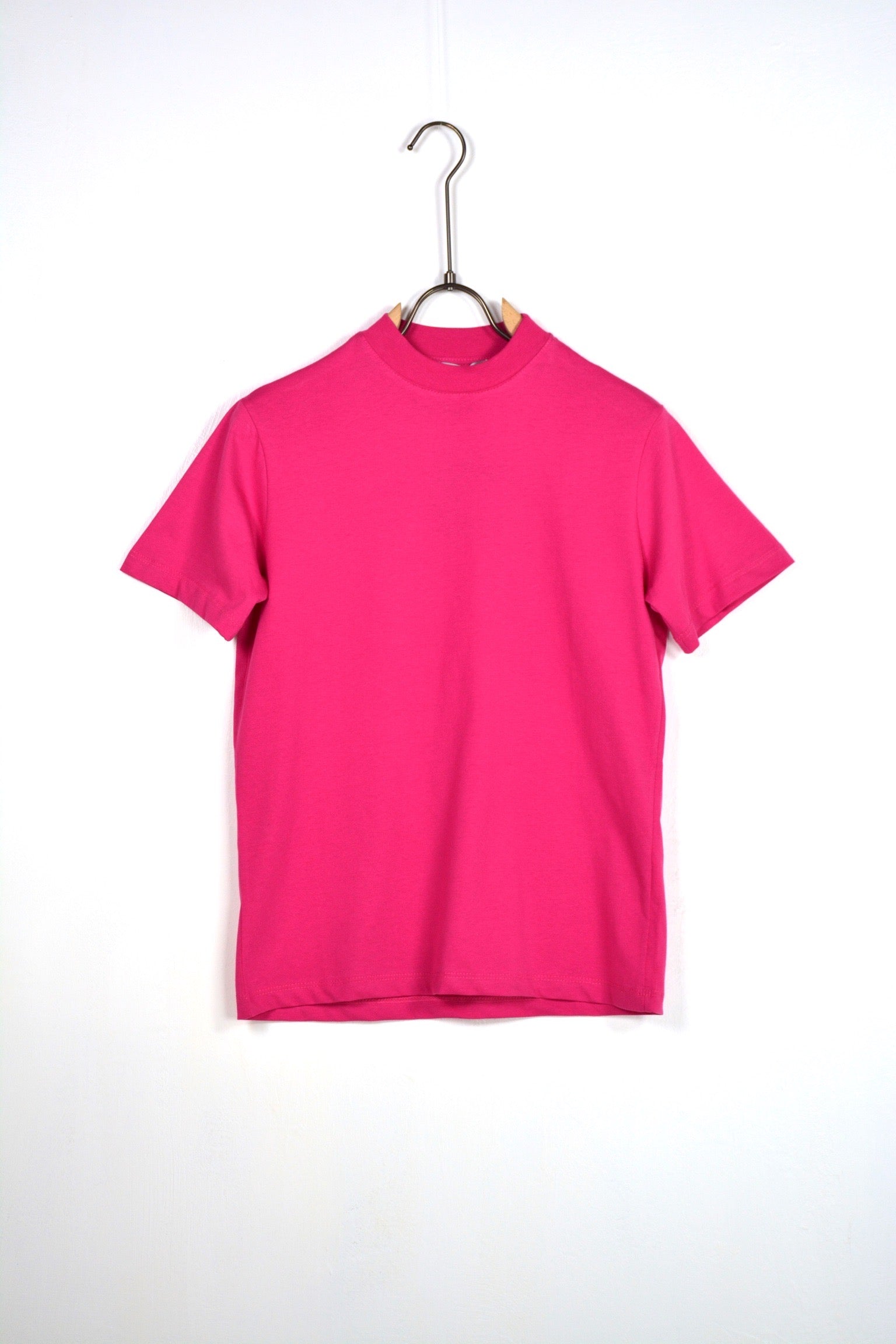 T-shirt colletto basic fuxia bambino