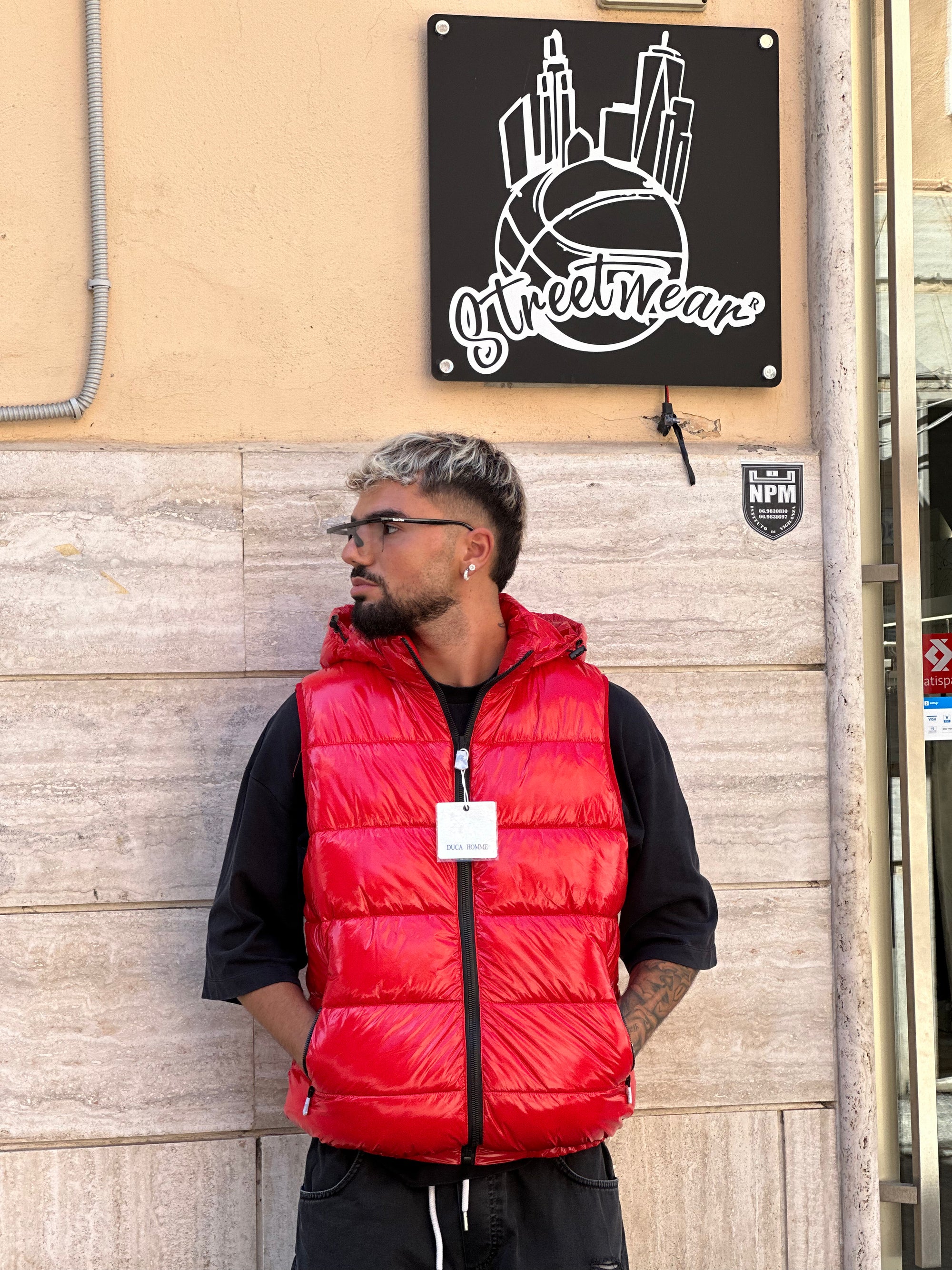 Bomber smanicato lucido red