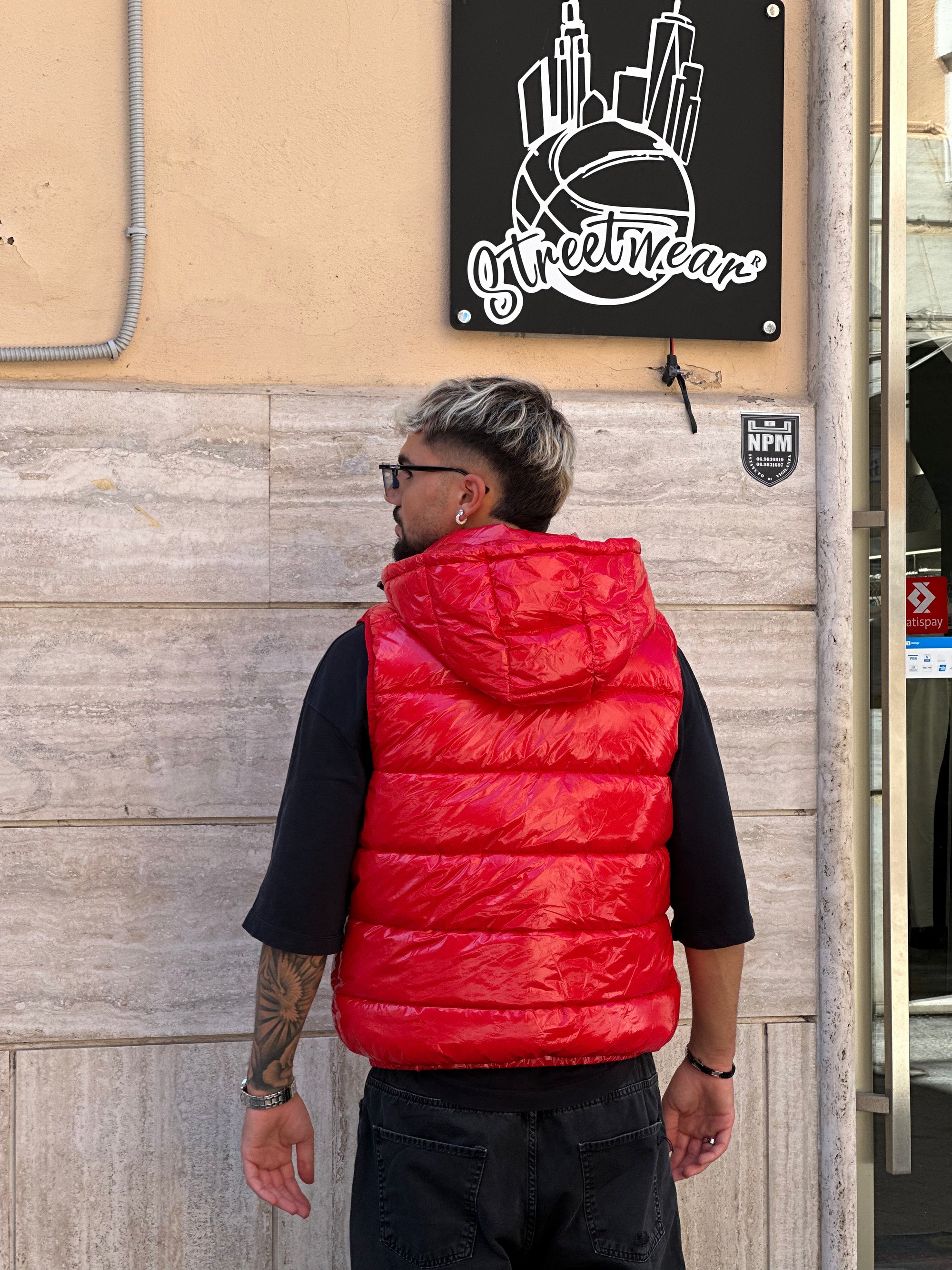 Bomber smanicato lucido red
