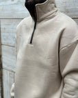 Felpa Collo Alto Zip Beige