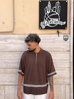 Polo Zip Marrone