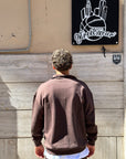 Felpa Garzata Mezza Zip Marrone