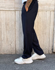 Pantalone Elegante Fondo Largo Blu Notte