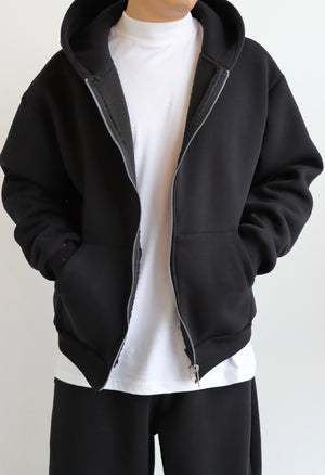 Felpa Boxy Fit Zip Nera