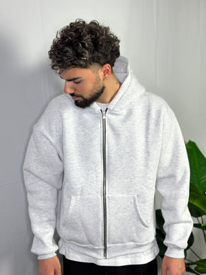Felpa Boxy Fit Zip Grigia