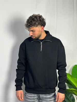 Felpa Mezza Zip Nera