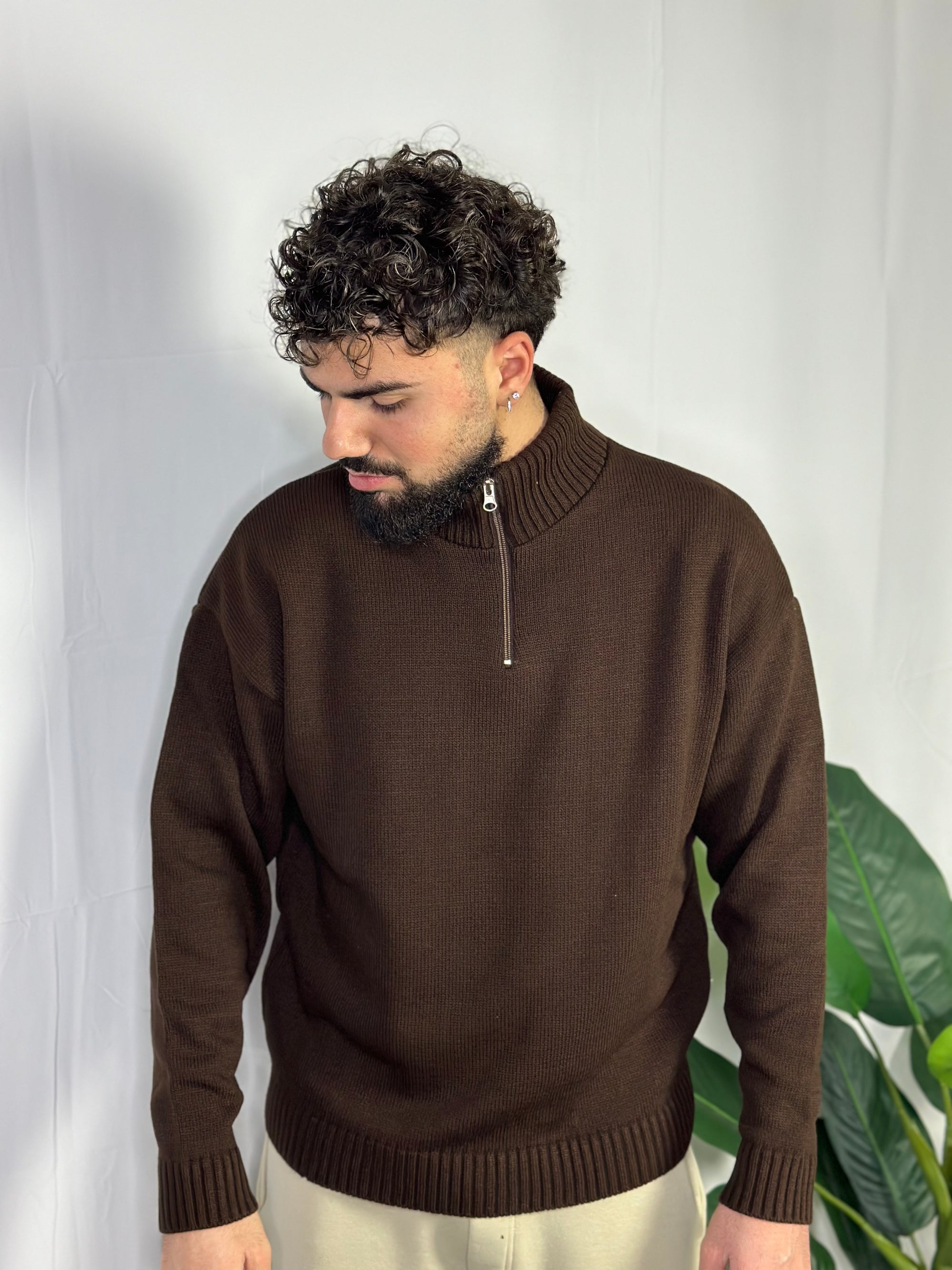 Maglione Collo Alto Mezza Zip