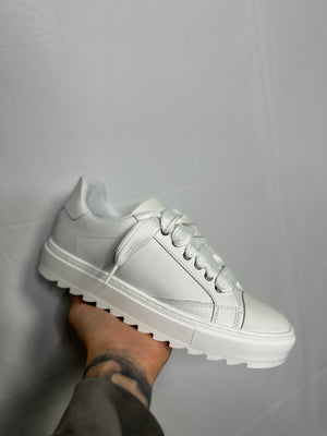 SNEAKERS STREETWEAR BIANCHE IN PELLE