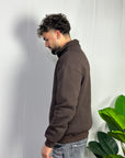 Felpa Mezza Zip Marrone