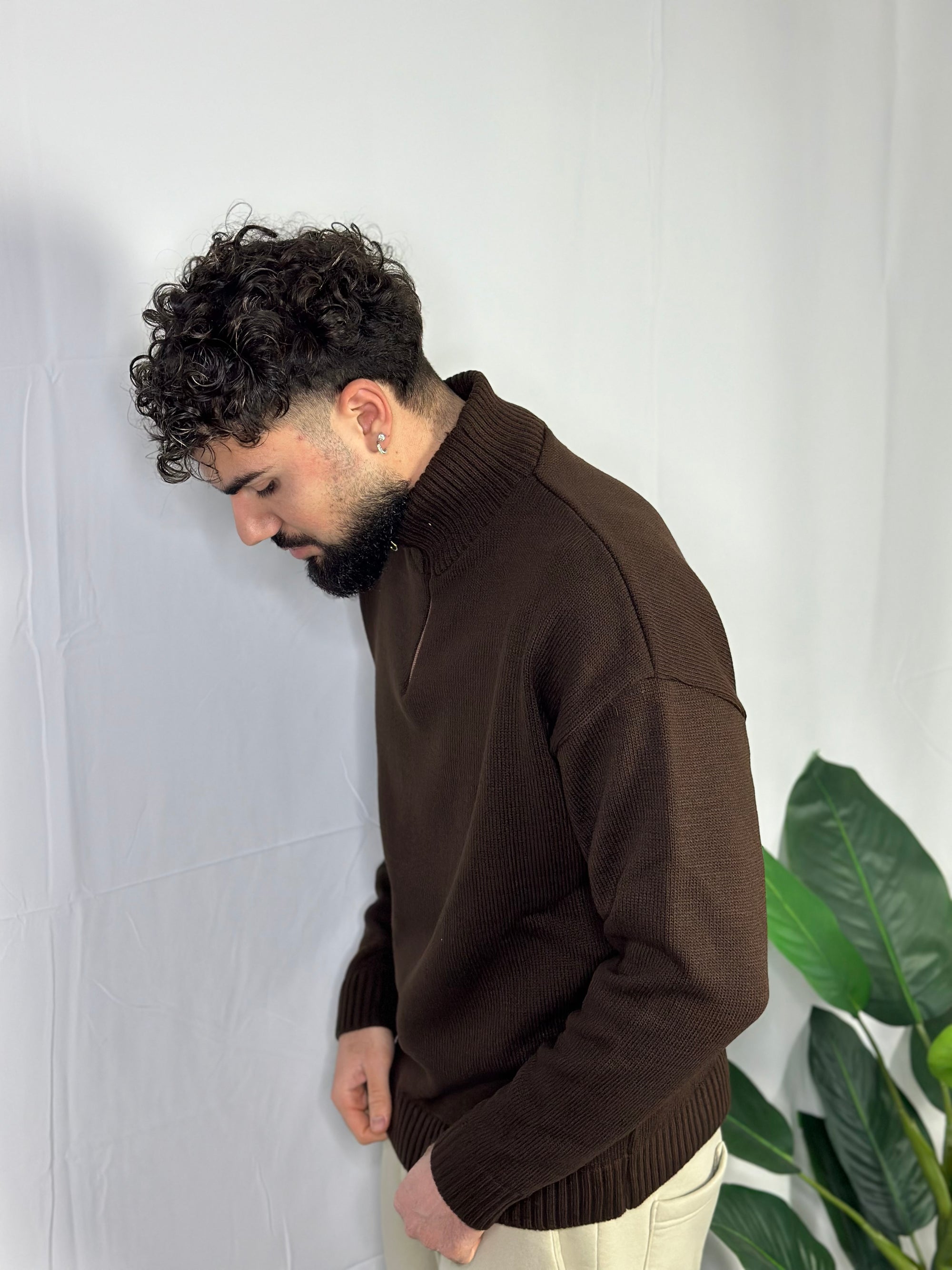 Maglione Collo Alto Mezza Zip
