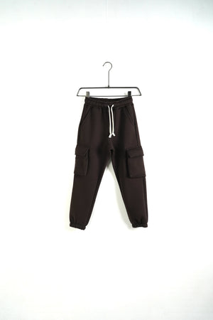 Pantalone Tuta Cargo Felpato Marrone
