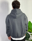 Felpa Boxy Fit Zip Piombo