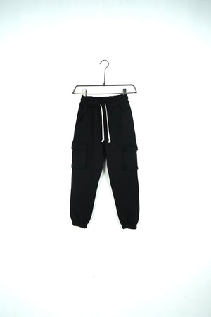 Pantalone Tuta Cargo Felpato Nero