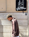 Felpa Garzata Mezza Zip Marrone