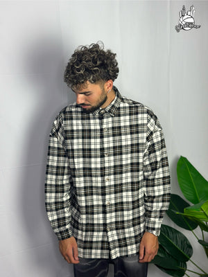 Camicia Over Quadri B/N