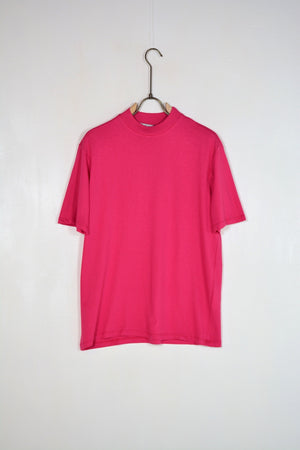 T-shirt colletto basic fuxia