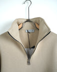 Felpa Collo Alto Zip Beige