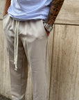 Pantalone liscio beige chiaro