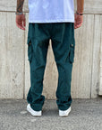 Cargo a costine baggy verde