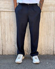 Pantalone Elegante Fondo Largo Blu Notte