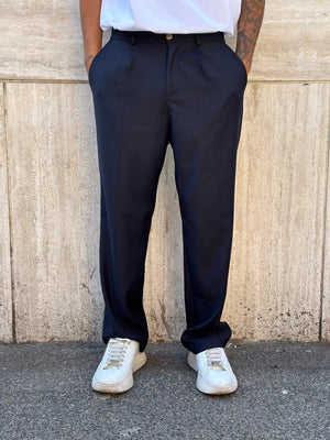 Pantalone Elegante Fondo Largo Blu Notte