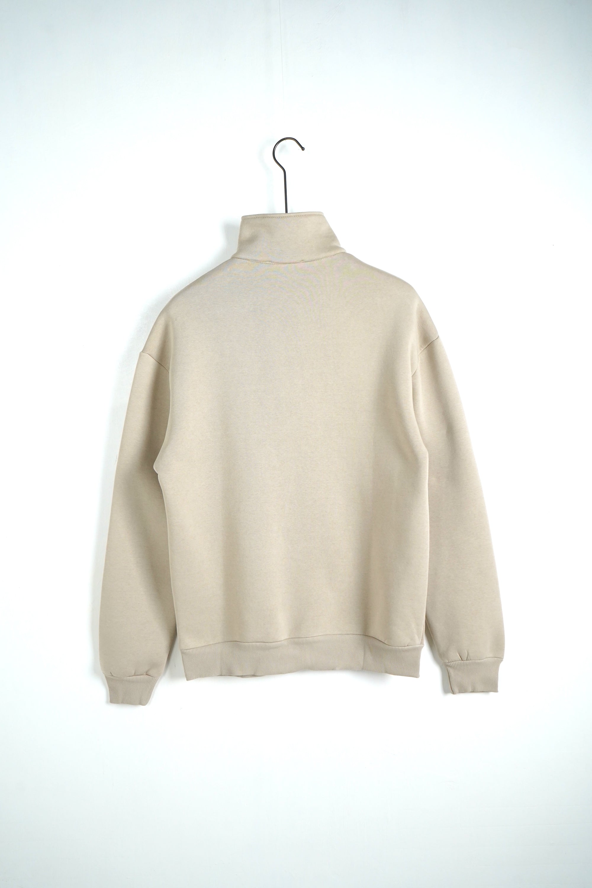 Felpa Collo Alto Zip Beige