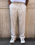 Pantalone Elegante Fondo Largo Panna