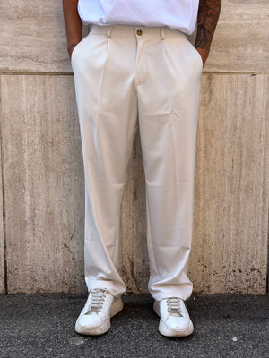 Pantalone Elegante Fondo Largo Panna