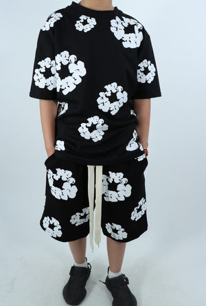 Coordinato Fiorato Nero Kids
