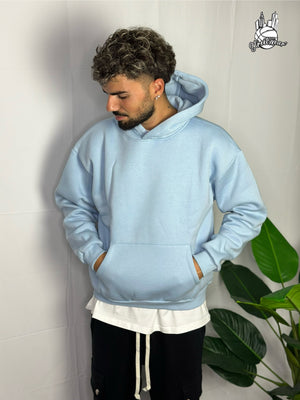 Felpa Boxy Fit Celeste