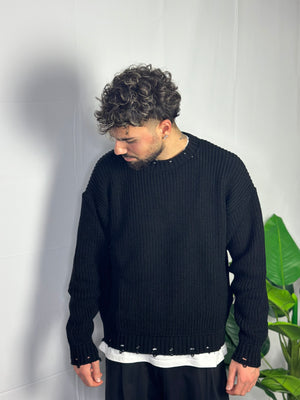Maglione Sfrangiato Nero